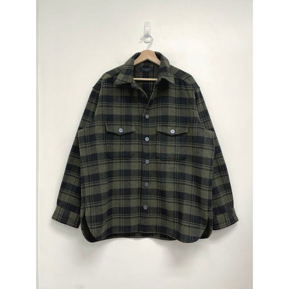 ALLSAINTS Asbury Plaid Flannel Long Sleeve Warm Overshirt Shacket Designer Large - Picture 2 of 11